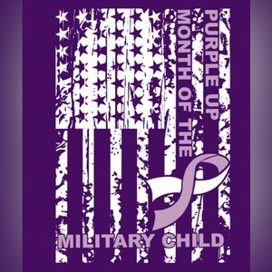 Bella+Canvas purple up for Month of the Military Child t-shirt.